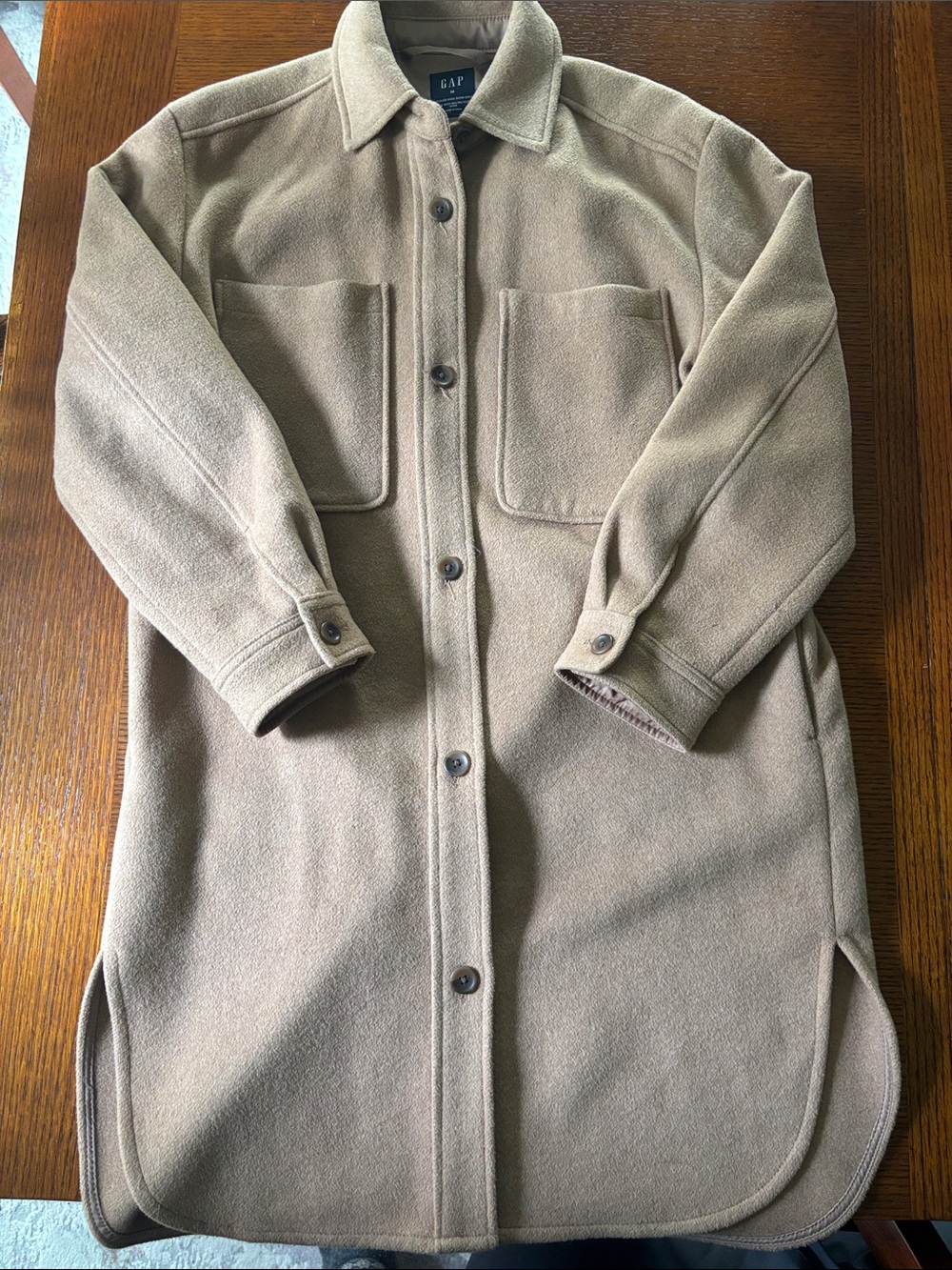GAP Camel Button-Front Long Shacket